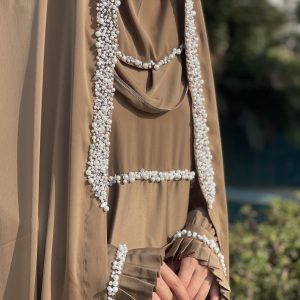 Light Brown Nikkah Suit-a Set of Soft and Beaded nikah suit for your special day